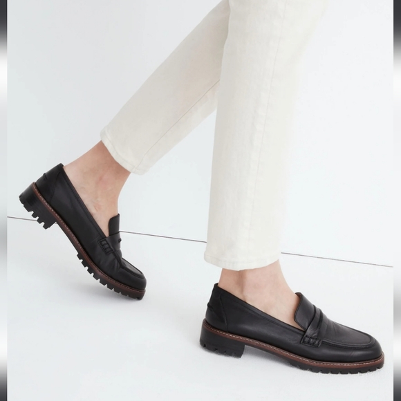 Madewell The Corinne Black Leather Lug Sole Loafers Size: 9 - Picture 6 of 6